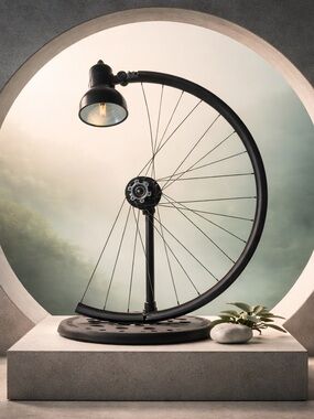 Industrial Bicycle Wheel Table Lamp